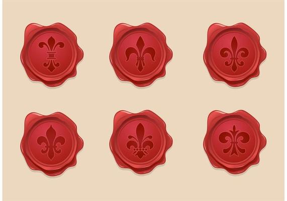 Fleur De Lis Wax Seal Vector Set