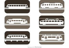 Iconos de trenes de trenes de vectores