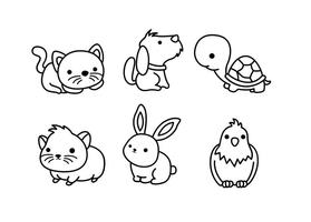 Cute Pets Outline Vector