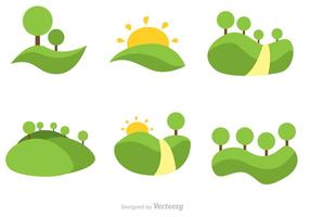 Vector Rolling Hills Flat Icons