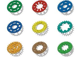 Vectores coloridos de la rueda dentada de la bici