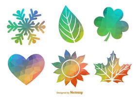 Polygonal Geometric Seasonal Icon Vector Set