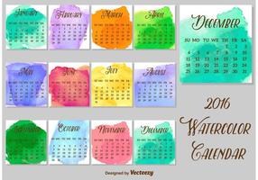 2016 Watercolored Calendar Vector Template 