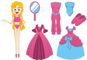 Barbie muñeca elementos vectoriales vector
