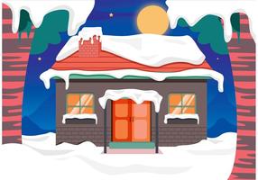 Log Cabin Snow Vector