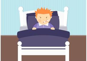 Sick Boy In Bed Vector