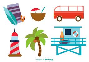 Beach Flat Icons vector