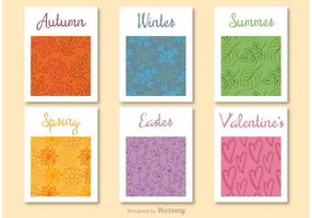 Seasons of the year decorative cards vector