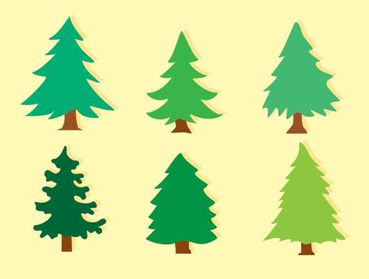 Flat Cedar Trees Vectors