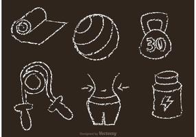 Chalk dibujado iconos de vectores de la aptitud