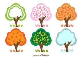 Primavera Verano Otoño e Invierno Árboles vector