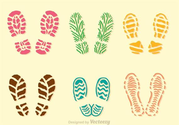Colorful Muddy Footprint Icons