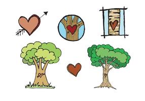 Corazón libre talló la serie del vector del árbol