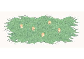 Hand Drawn Flowing Grassy Background Vector