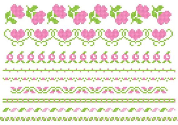 Embroidery Rose Vector Banners