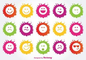 Paint Splatter Emoticon Icon Set vector