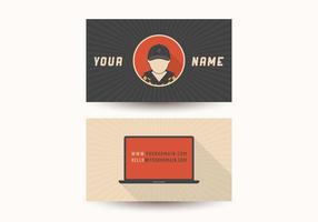 Free Retro Computer Visiting Card Design Vector