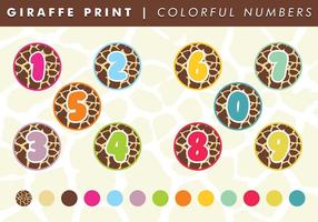 Giraffe Print Colorful Numbers Vector Free