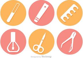 Circle Manicure Pedicure Vector Icons