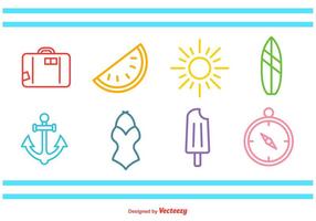 Summer Time Line Icons vector