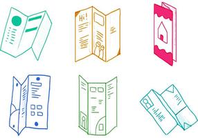 Trifold Brochure Icon Set vector