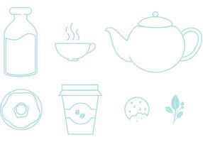 Icons set of food and beverages vector