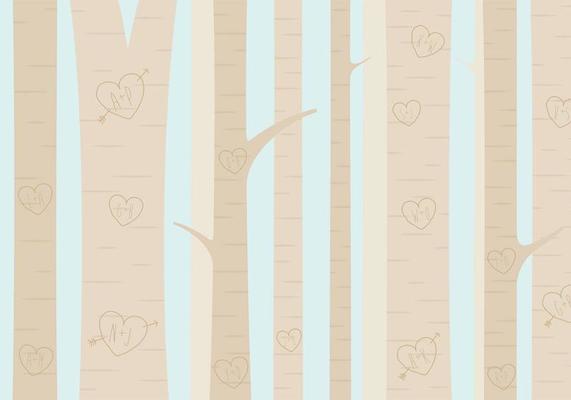 Heart Carved Tree Forest Vector 