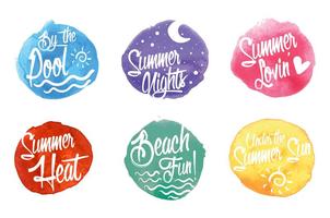 Watercolored summer time labels vector