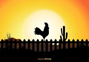 Rooster Silhouette Scene vector