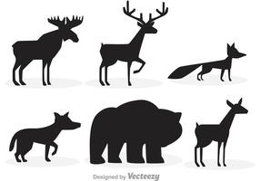 Siluetas de animales del bosque vector