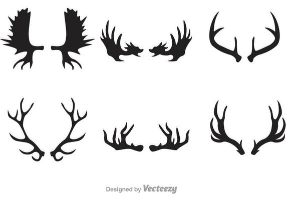 Deer antler mule silhouette Royalty Free Vector Image, Deer Antler