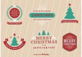 Merry Christmas Retro Labels vector