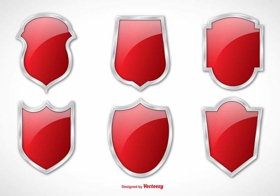 Silver Border Red Vector Shields