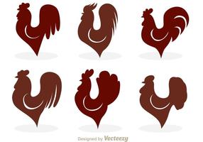 Gallo Silueta Vector Iconos