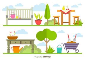 Elementos de jardinería de primavera vector