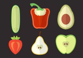 Set of Several Vegtables and Fruits in Vector