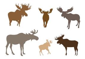 Set of Moose Silhouette in Vector Format