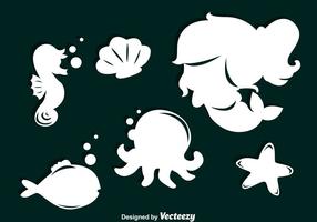 Cartoon Mermaid Silhouettes vector