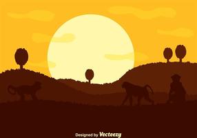 Monos en Rolling Hills vector