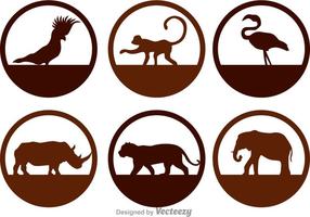 Wild Animals Silhouette Icons vector