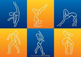 White Line Gymnastics Silhouette vector