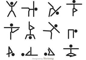 Gymnastics Stick Figure Vector Icons