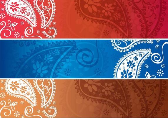 Paisley Design Horizontal Banner Vectors