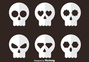 White Skull Flat Icons vector