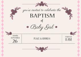 Invitación del vector del bautismo de la niña
