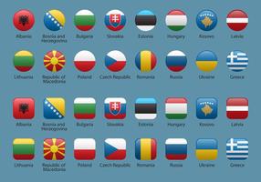 Vector Europe Button Flags