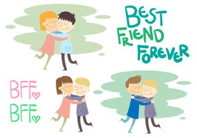 Friends Hugging Vector Set