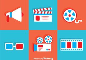 Flat Movie Icons vector