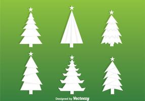 White Christmas Tree Silhouette Vectors