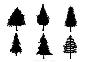 Siluetas negras del árbol de navidad vector